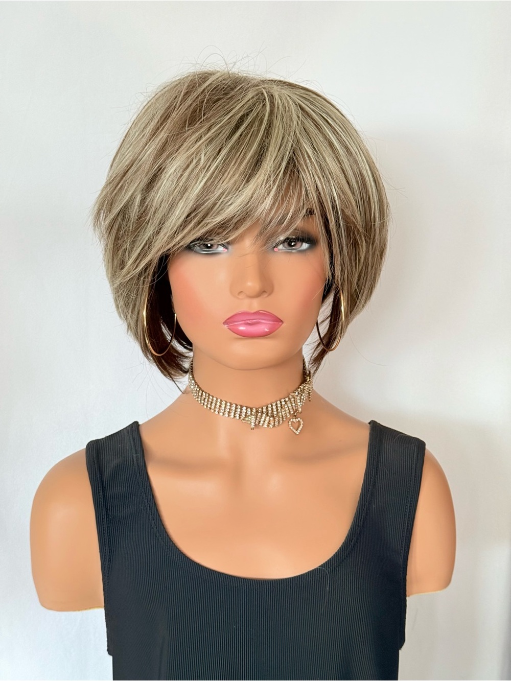 “Put On & Go” Ash Brown Blonde Wig with Bangs - NWT!